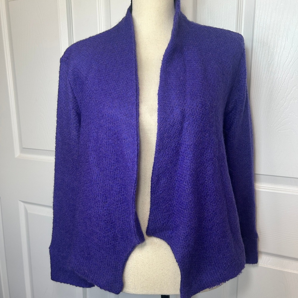 Antoine et Lili Confectionné en France Purple Mohair Wool Open‎ Cardigan SIze 14